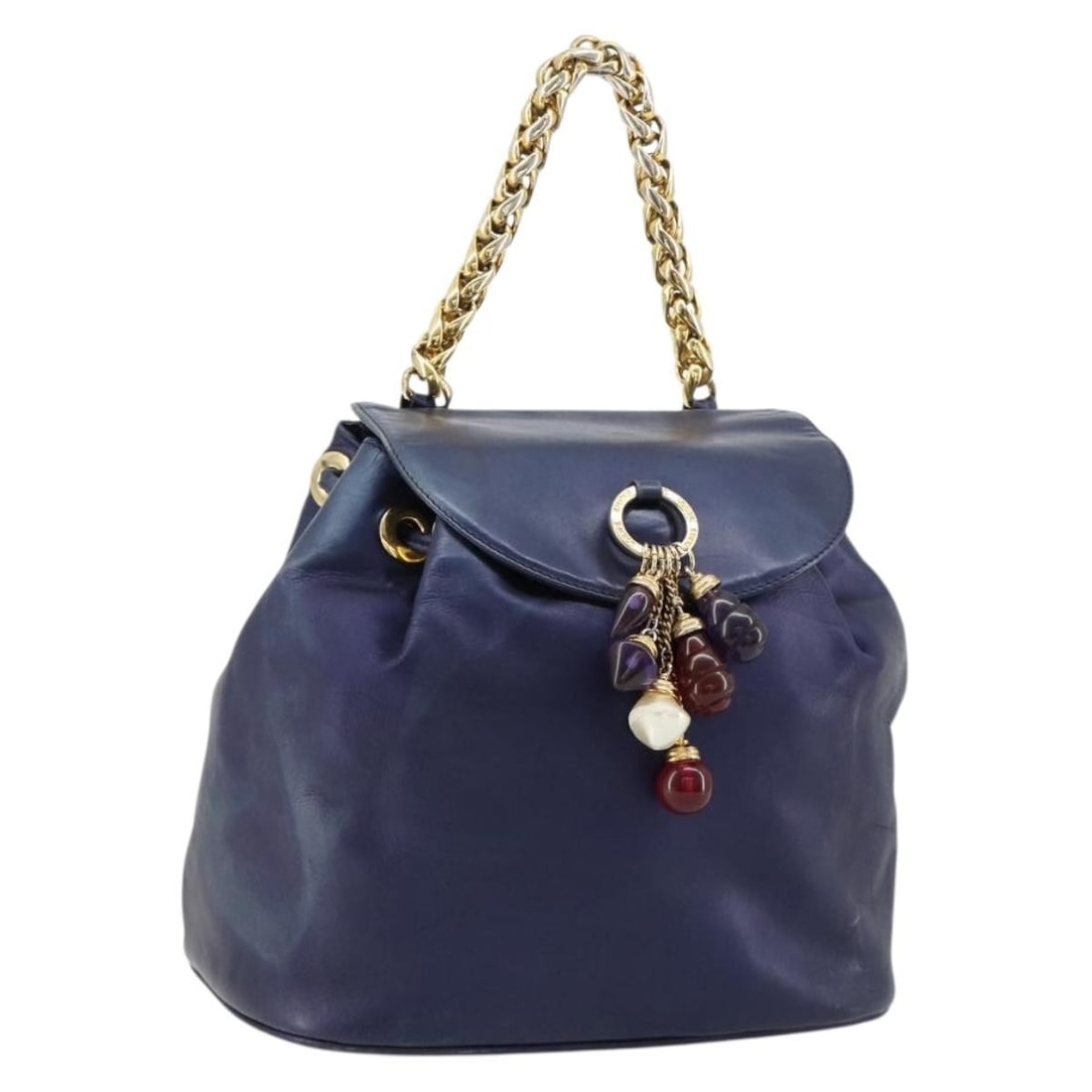 LOEWE Purple Leather Chain Handbag Gold Tone 182917A: LOEWE Purple Leather Chain Handbag Gold Tone 182917A Purple leather LOEWE chain hand bag for women, made in Spain. This heavily used bag is offered without the original box or dust bag; only the item 