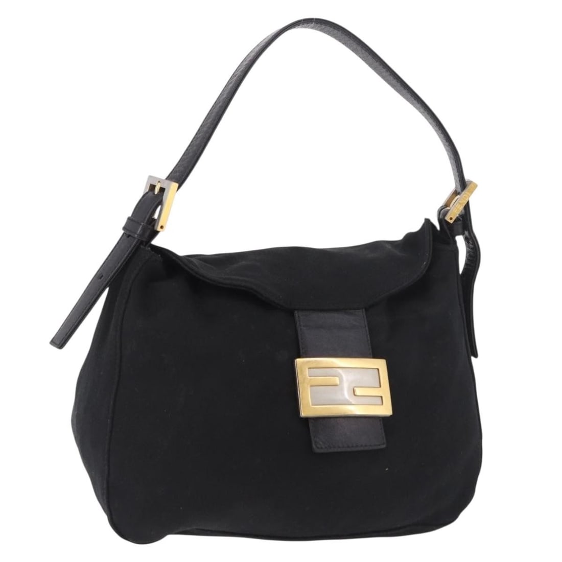 FENDI Mamma Baguette Cotton Shoulder Bag Black Gold Tone: FENDI Mamma Baguette Cotton Shoulder Bag Black Gold Tone Fendi Mamma Baguette shoulder bag in black cotton with gold-tone accents. Made in Italy, this women's shoulder bag includes only the item shown