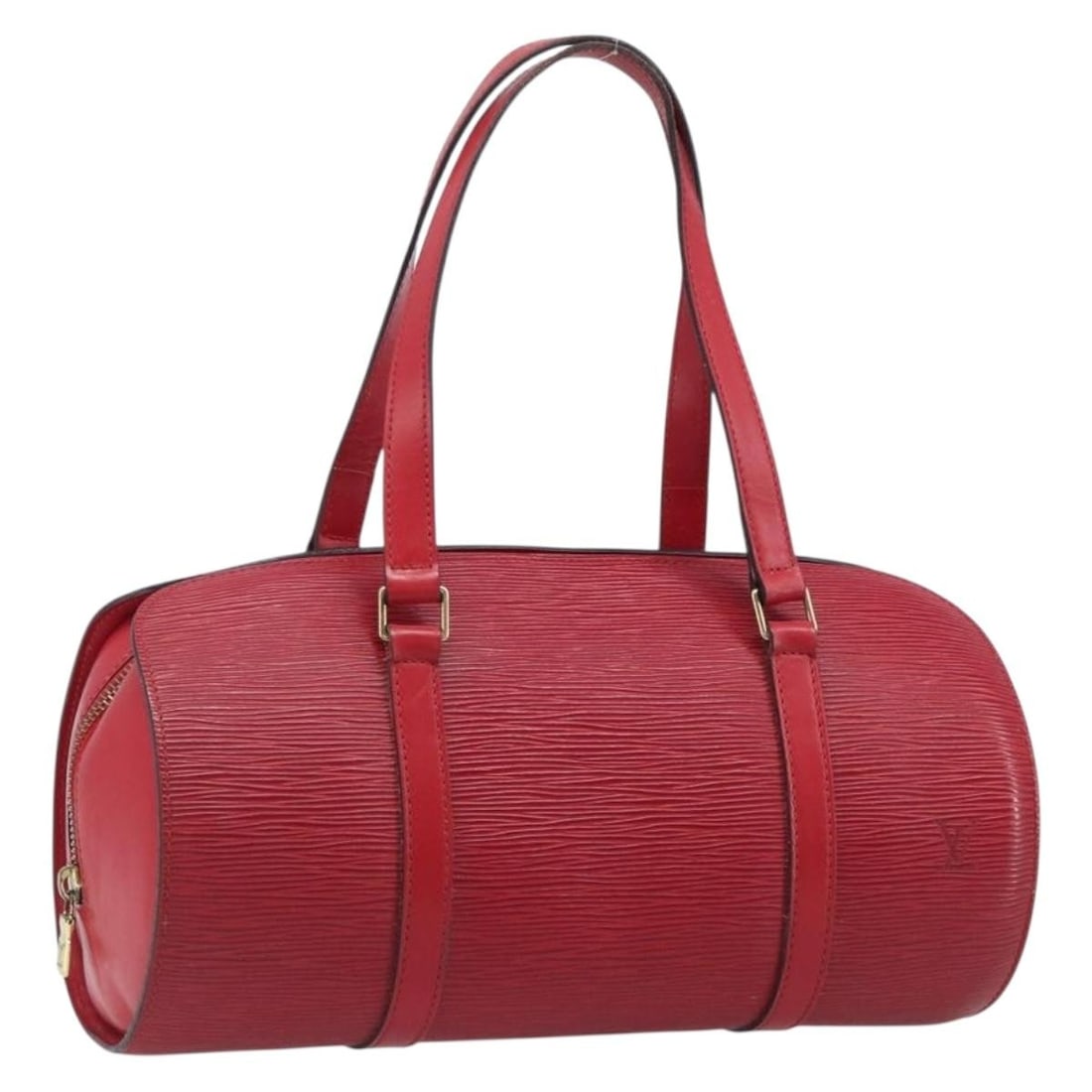 Louis Vuitton M52227 Soufflot Red Epi Leather Handbag: Louis Vuitton M52227 Soufflot Red Epi Leather Handbag Louis Vuitton Soufflot handbag in red Epi leather. This women's handbag is made in France and includes only the bag shown; the original box and du
