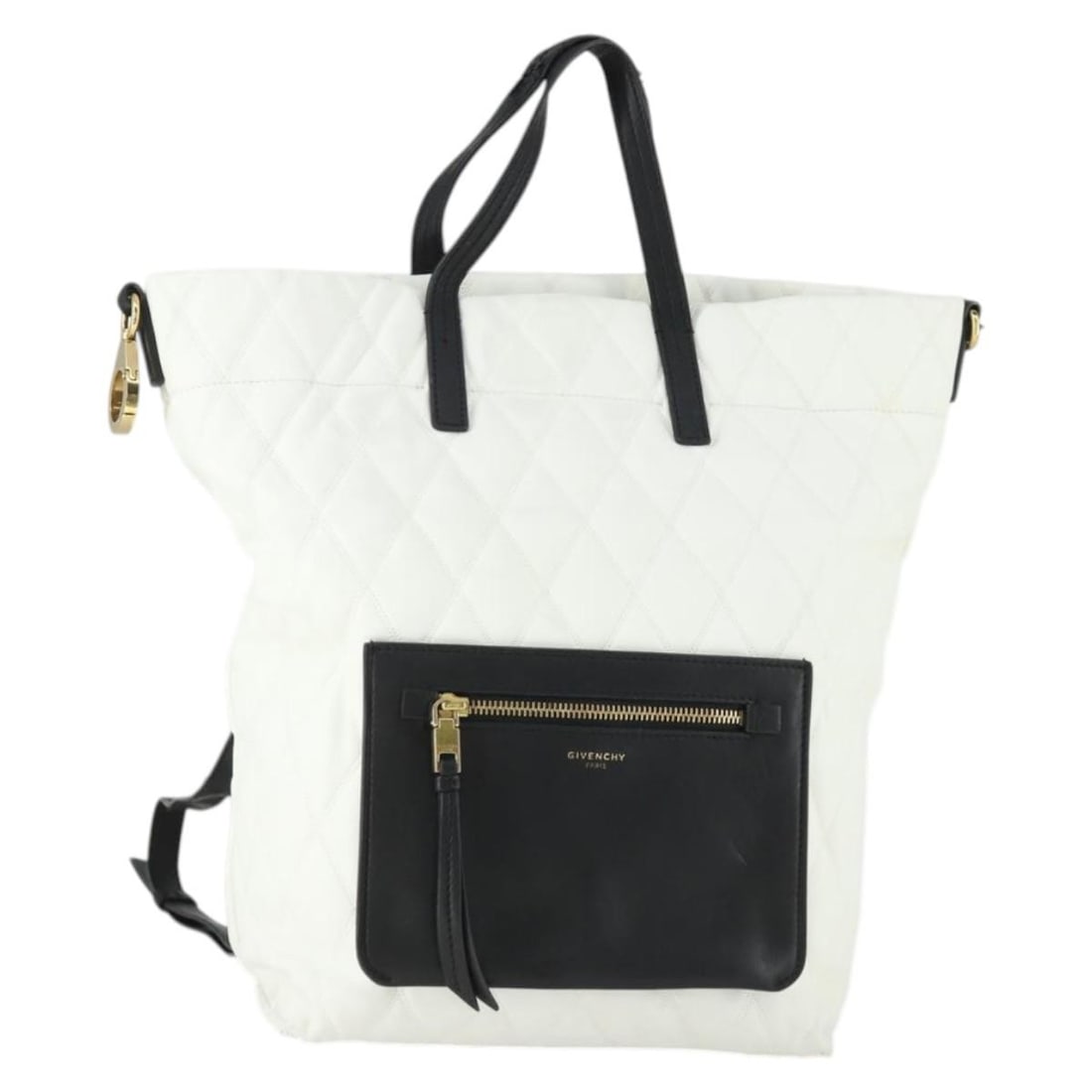 Givenchy White Gold Leather Backpack Made in Italy: Givenchy White Gold Leather Backpack Made in Italy Authentic Givenchy women's backpack in white and gold leather. This Italy-made bag is offered without the original box or dust bag and includes only 