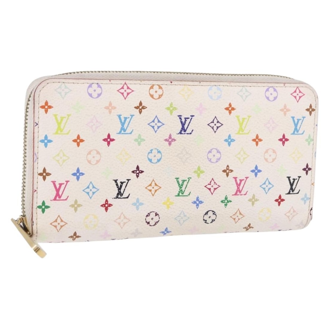 Louis Vuitton M60241 white Monogram Multicolor long wallet: Louis Vuitton M60241 white Monogram Multicolor long wallet Louis Vuitton Monogram Multicolor Zippy Wallet in white. This women's long wallet shows heavy use with rubbing, sun burn, slight staining, we