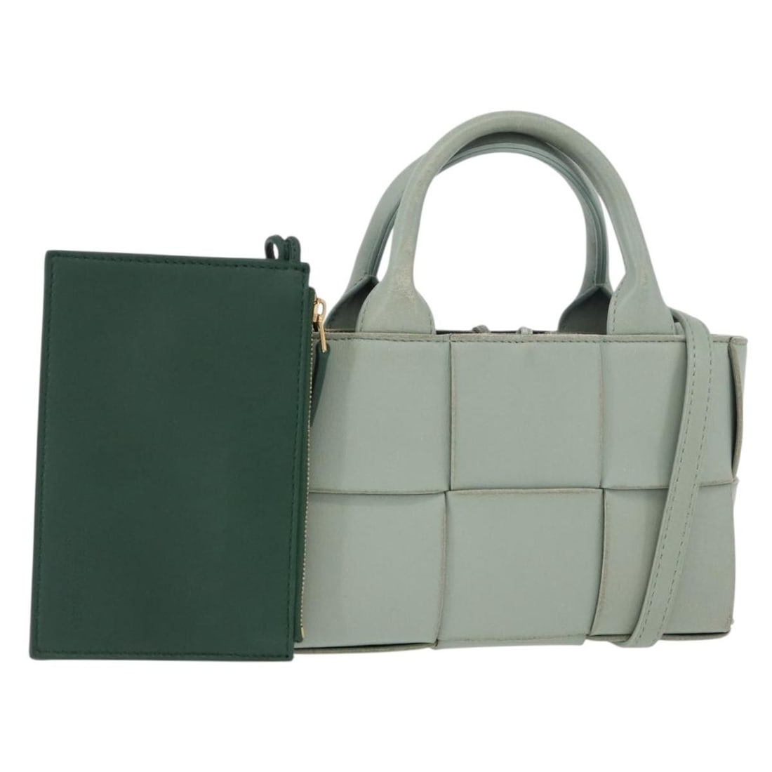 Bottega Veneta Arcomini 2way Leather Handbag in Pastel Green: Bottega Veneta Arcomini 2way Leather Handbag in Pastel Green Bottega Veneta Maxi Intrecciato Arcomini 2-way handbag in pastel green leather. This women's bag includes a top handle and a detachable sho
