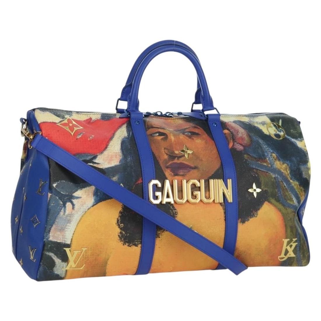 Louis Vuitton Gauguin Keepall 50 Bandouliere Blue Monogram Boston Bag: Louis Vuitton Gauguin Keepall 50 Bandouliere Blue Monogram Boston Bag Louis Vuitton Masters Collection Gauguin Keepall Bandouliere 50 in blue Monogram Canvas, styled as a Boston bag. Made in France, t