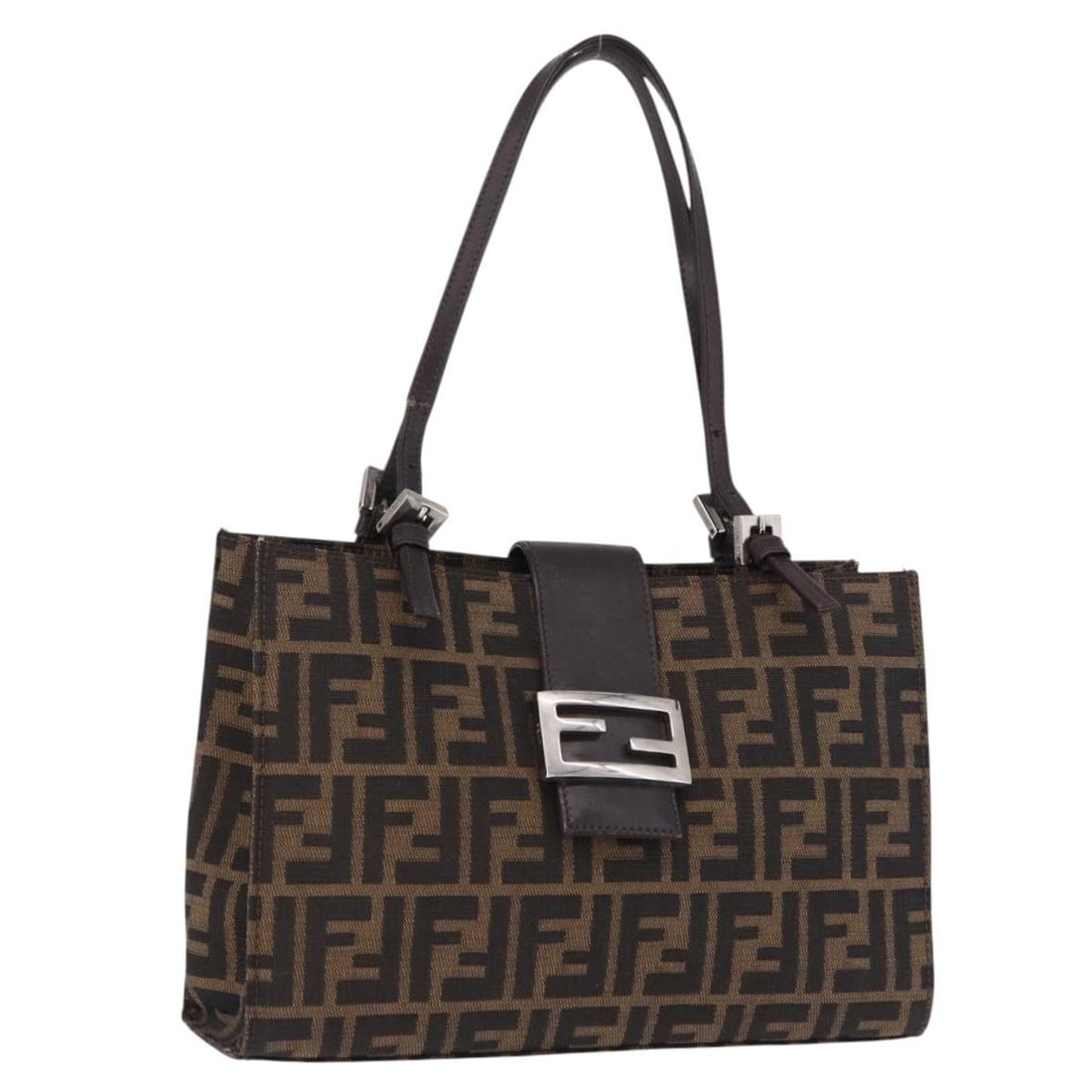 FENDI Mamma Baguette Zucca Canvas Handbag Black Brown: FENDI Mamma Baguette Zucca Canvas Handbag Black Brown Authentic FENDI Mamma Baguette handbag in black and brown Zucca canvas, made in Italy. This women's handbag is offered without the original box or