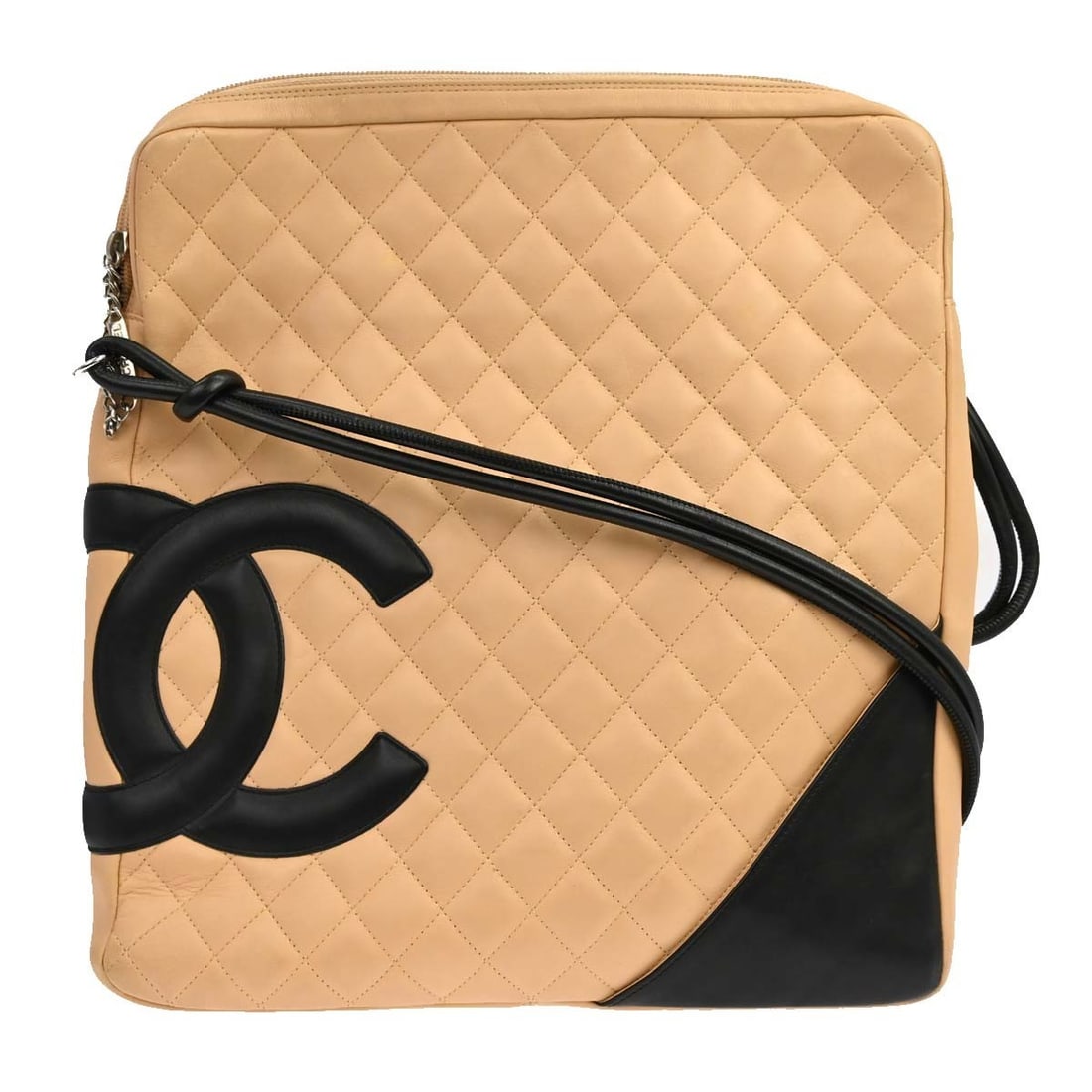 Chanel Cambon Beige Leather Crossbody Bag: Chanel Cambon Beige Leather Crossbody Bag Chanel Cambon crossbody bag in beige calfskin leather. This women's bag is made in Italy and remains in very good condition, with light scuffing and dirt on t