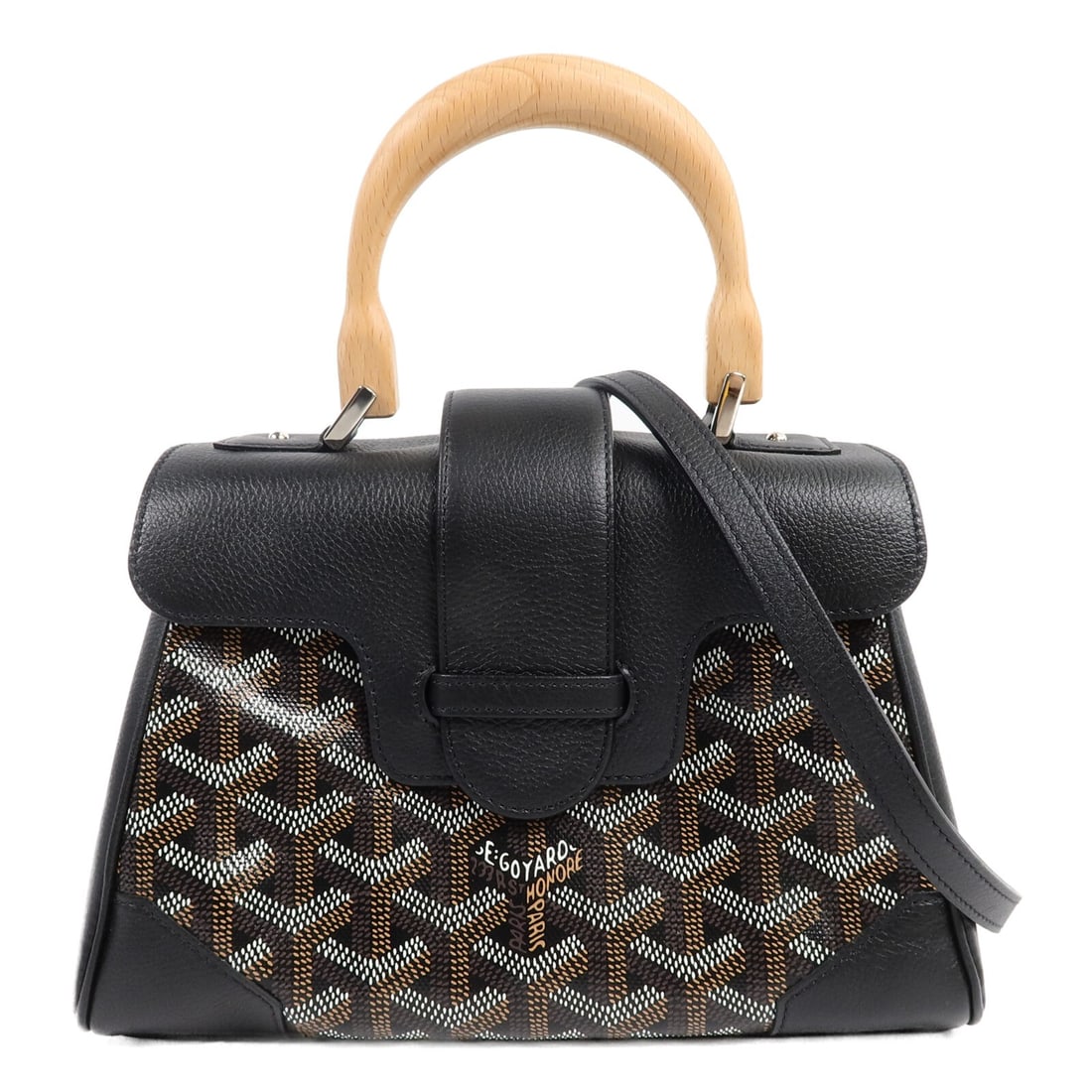 Goyard Saigon Souple Mini 2way Shoulder Bag Black Coated Canvas: Goyard Saigon Souple Mini 2way Shoulder Bag Black Coated Canvas Saigon Souple Mini 2-way shoulder bag in black PVC coated canvas. This women's bag features an interior open pocket and includes a shoul