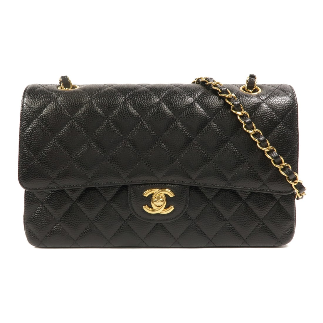 CHANEL A01112 Classic 25 Shoulder Bag Black Calfskin GHW: CHANEL A01112 Classic 25 Shoulder Bag Black Calfskin GHW Classic Chanel CC shoulder bag in black calfskin leather with a chain strap and turn-lock closure. This women's shoulder bag features an exteri