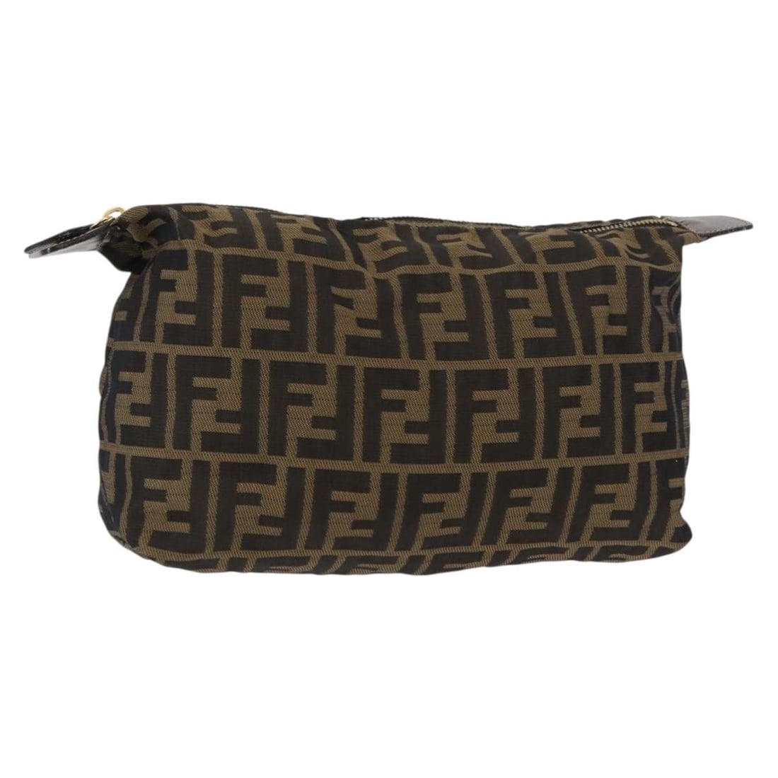 FENDI Zucca Canvas Pouch Black Brown Italy: FENDI Zucca Canvas Pouch Black Brown Italy Authentic Fendi Zucca canvas pouch in black and brown, made in Italy. This women's pouch has a compact silhouette and shows heavy signs of use, including an 