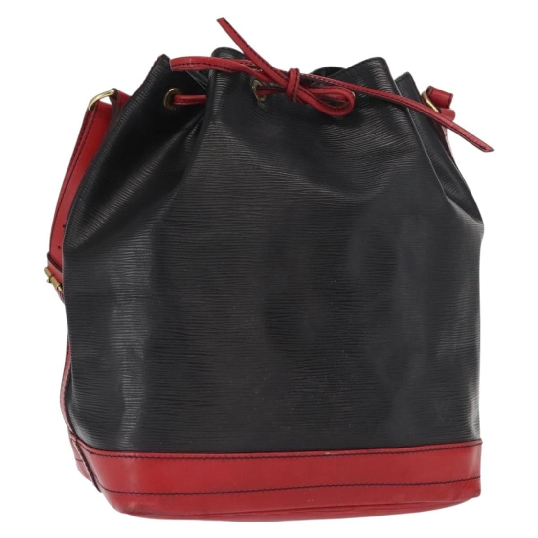 Louis Vuitton Noe Epi Leather Shoulder Bag Black Red M44017 France: Louis Vuitton Noe Epi Leather Shoulder Bag Black Red M44017 France This Louis Vuitton Noe shoulder bag features a striking bicolor design in black and red Epi leather. Made in France, it offers a spac