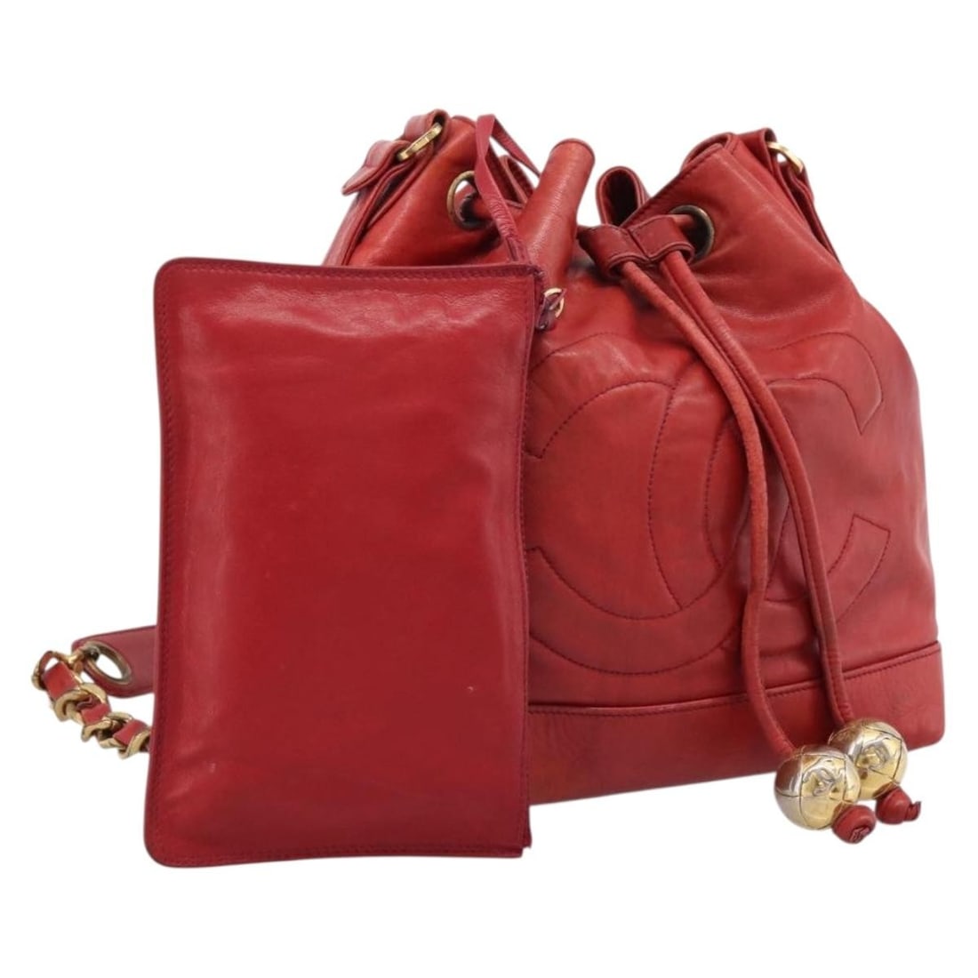 CHANEL CC Red Lambskin Chain Shoulder Bag Repainted (1 of 18)
