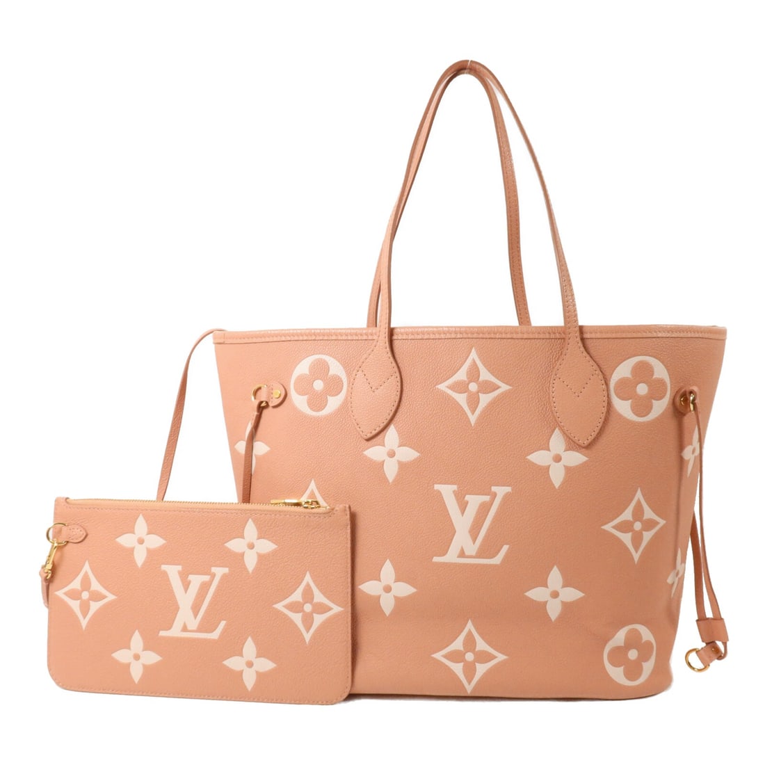 Louis Vuitton Neverfull MM Monogram Empreinte Tote M46329 Pink White: Louis Vuitton Neverfull MM Monogram Empreinte Tote M46329 Pink White Louis Vuitton Neverfull MM tote bag in pink and white Monogram Empreinte calfskin. This women's tote is made in France and includes