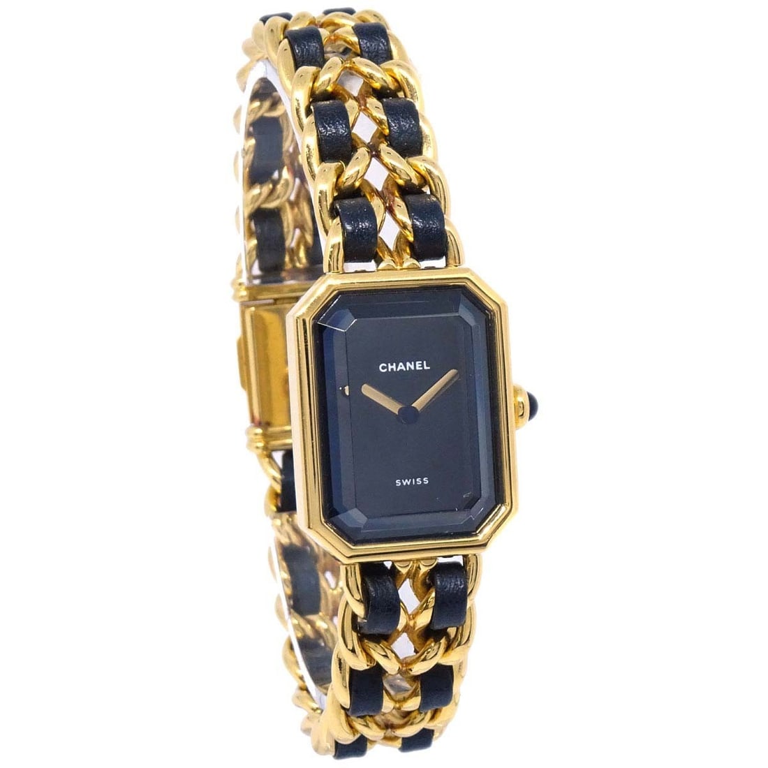 CHANEL Premiere #XL Women's Quartz Wristwatch Gold Plated Swiss Made: CHANEL Premiere #XL Women's Quartz Wristwatch Gold Plated Swiss Made This Chanel Premiere wristwatch features a quartz movement and analog display, with a black and gold color scheme throughout the ca