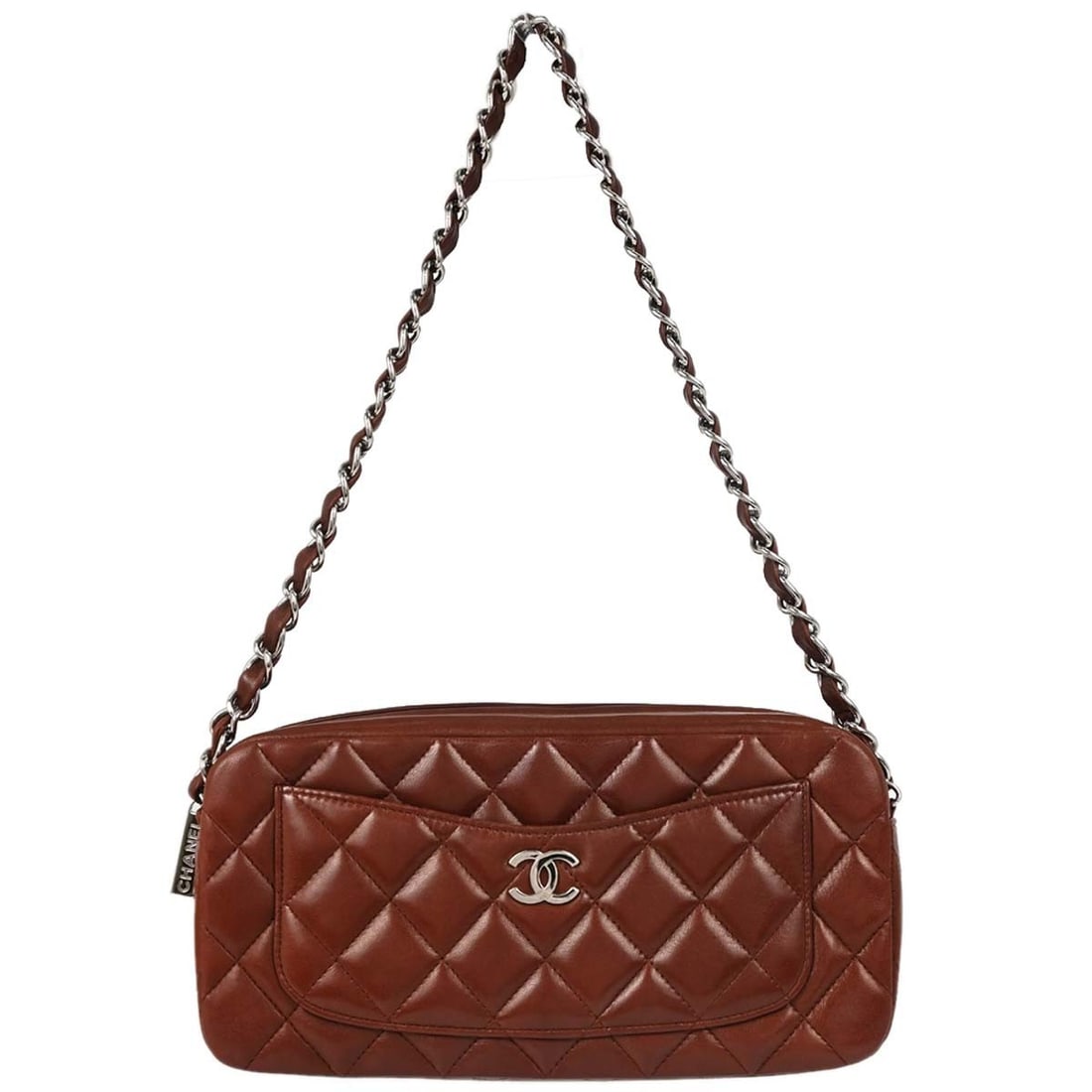 CHANEL Medium Brown Lambskin Top Handle Zip Bag (1 of 15)