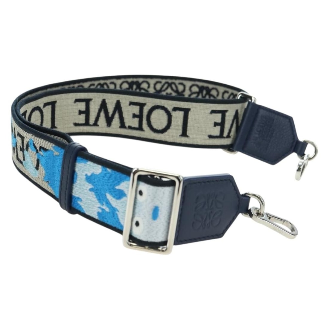 Blue Canvas Shoulder Strap LOEWE Calcifer Howl's Moving Castle: Blue Canvas Shoulder Strap LOEWE Calcifer Howl's Moving Castle Authentic LOEWE x Ghibli Calcifer Howl's Moving Castle shoulder strap in blue canvas. This women's accessory is made in Spain and comes w