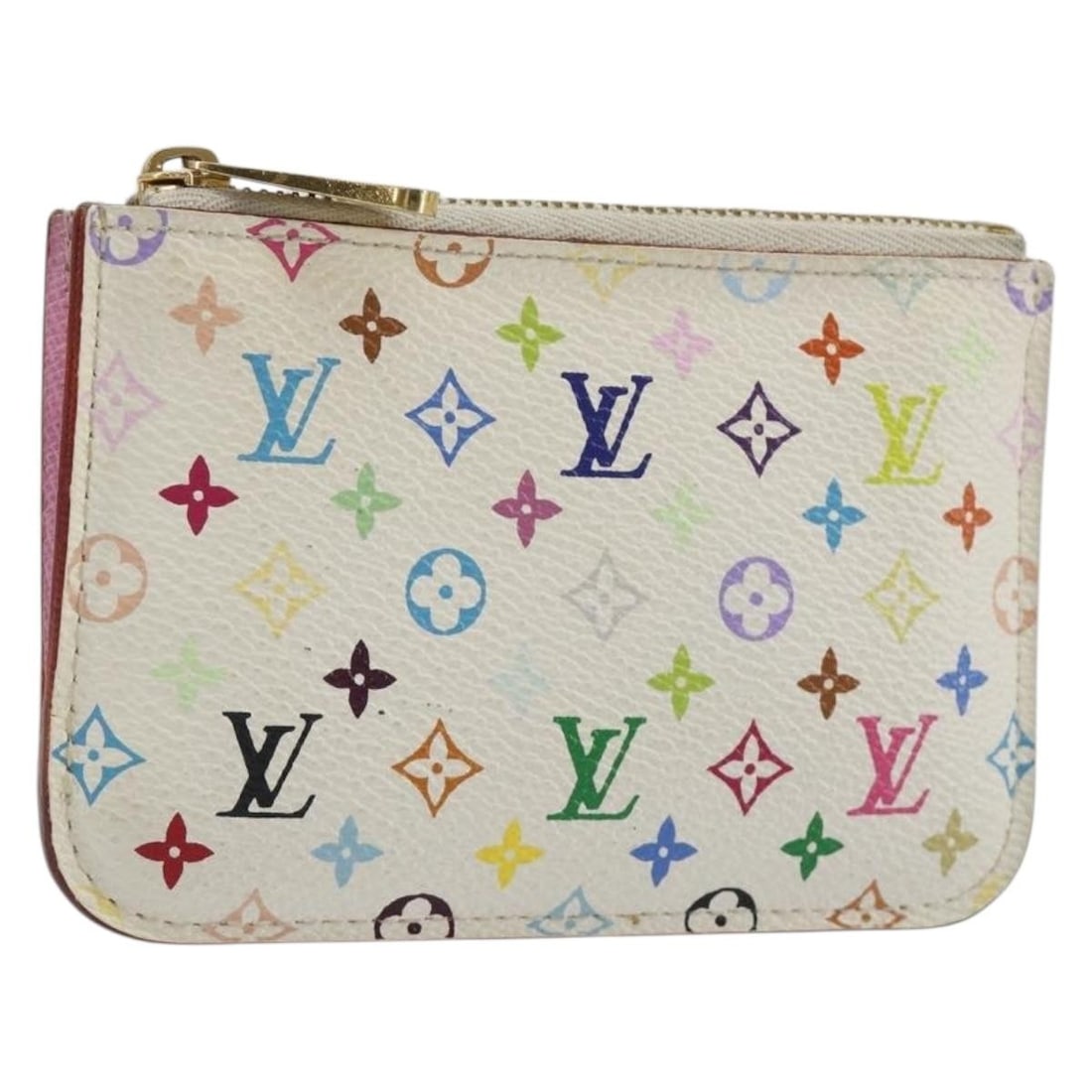 Louis Vuitton M93734 Pochette Cles NM White Multicolor Coin Purse: Louis Vuitton M93734 Pochette Cles NM White Multicolor Coin Purse Louis Vuitton Multicolor Pochette Cles NM coin purse in white Monogram Multicolor canvas. This women's coin purse is made in Spain and