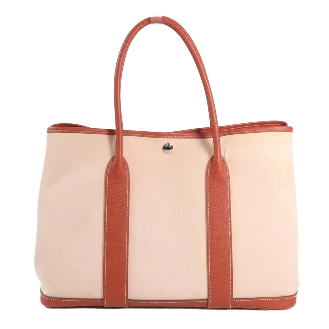 HERMES Garden Party PM Toile Negonda Handbag PHW Pink Red: HERMES Garden Party PM Toile Negonda Handbag PHW Pink Red Hermes Garden Party PM handbag in pink and red toile canvas with Negonda calfskin trim and palladium-tone hardware. Made in France, this women