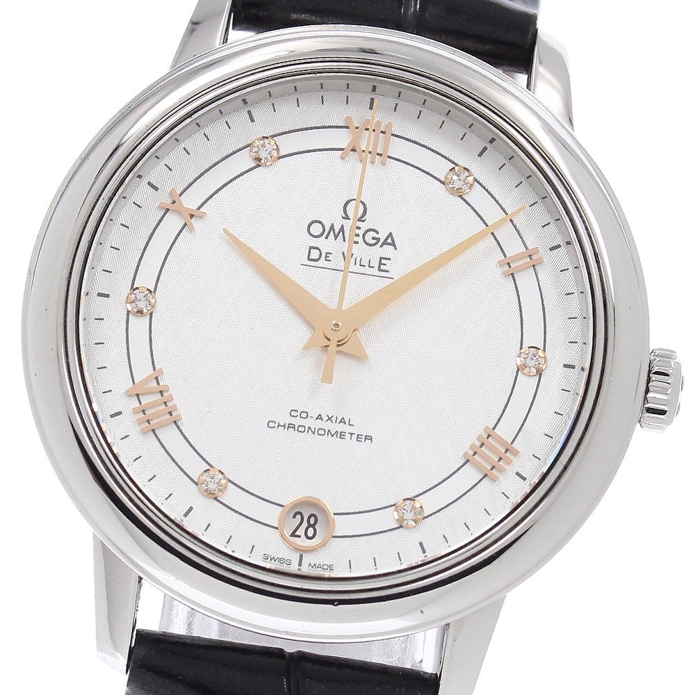 OMEGA De Ville Prestige 424.13.33.20.52.001 Ladies Diamond Watch: OMEGA De Ville Prestige 424.13.33.20.52.001 Ladies Diamond Watch OMEGA De Ville Prestige ladies wristwatch with a stainless steel case, silver dial, and automatic movement. This reference 424.13.33.20
