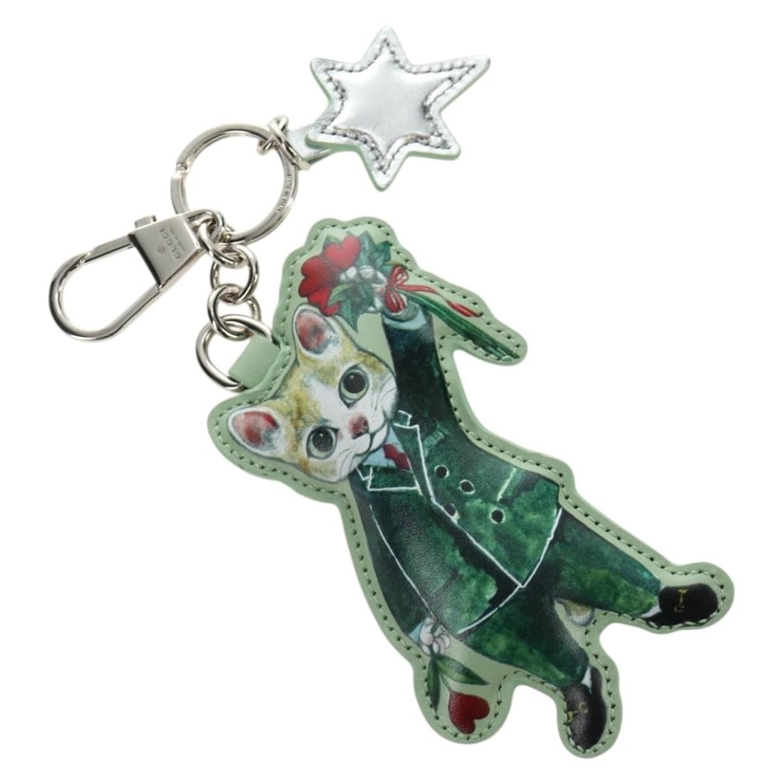 Gucci Yuko Higuchi Boris GG Supreme PVC Leather Key Holder Green Silver: Gucci Yuko Higuchi Boris GG Supreme PVC Leather Key Holder Green Silver Gucci GG Supreme Yuko Higuchi Boris key holder in green and silver PVC leather with GG canvas. Made in Italy, this women's key h