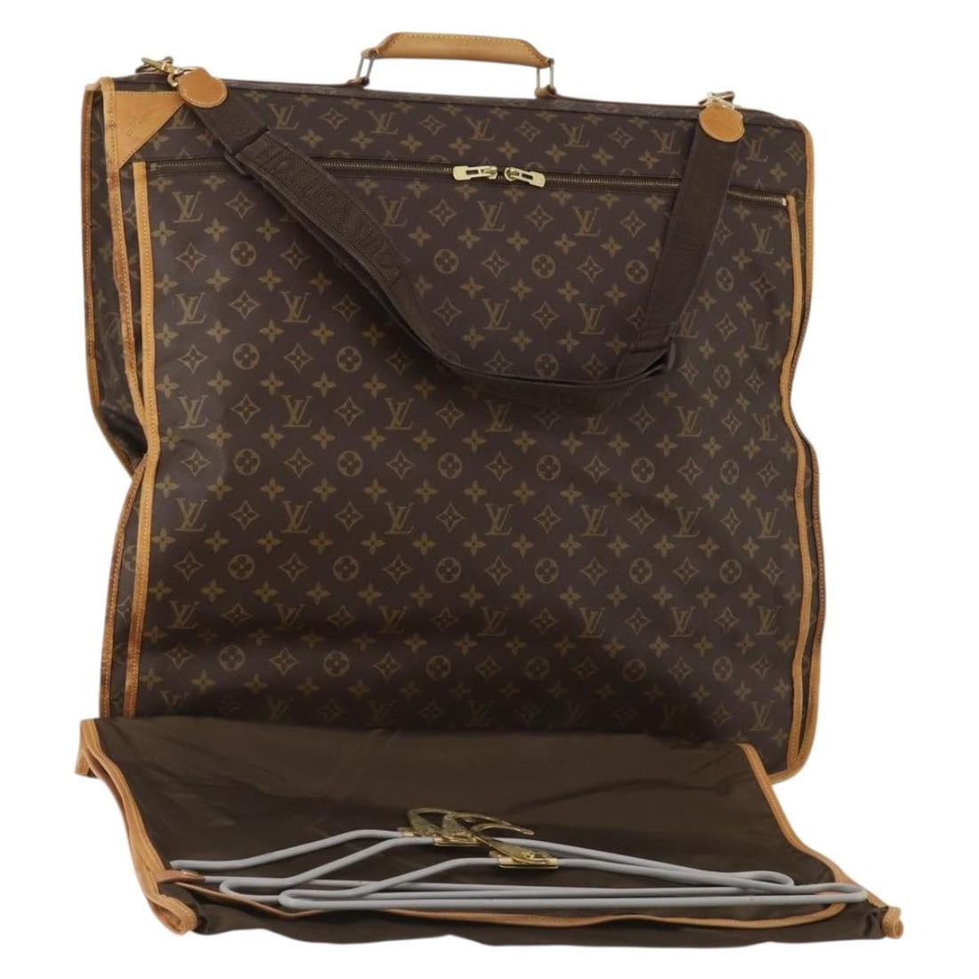 Louis Vuitton M23420 Monogram Canvas Garment Cover with Strap Hangers: Louis Vuitton M23420 Monogram Canvas Garment Cover with Strap Hangers Louis Vuitton Monogram Portable Cabin Garment Cover in Monogram Canvas, made in France. This garment cover includes a shoulder str