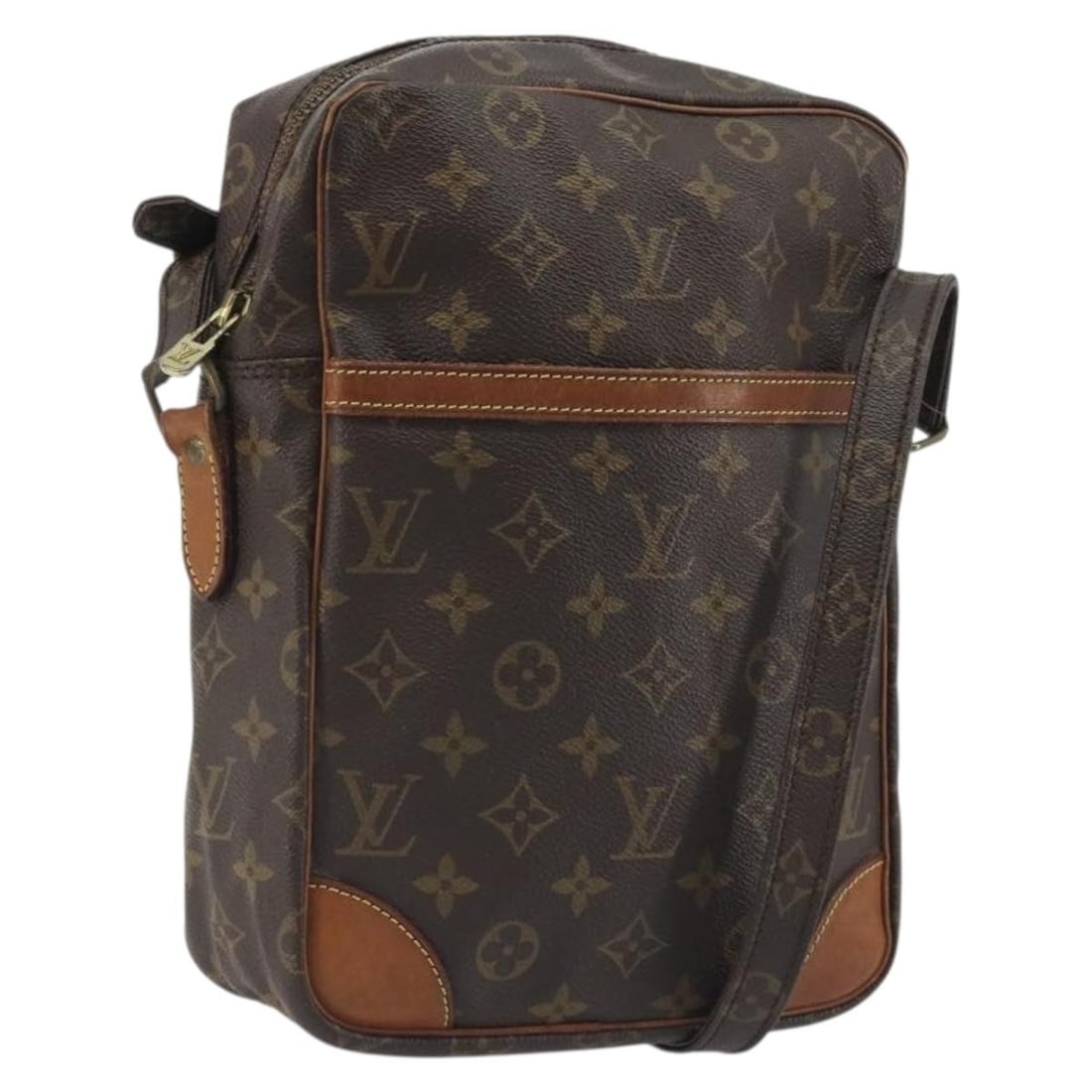 Louis Vuitton M45264 Danube MM Monogram Canvas Shoulder Bag: Louis Vuitton M45264 Danube MM Monogram Canvas Shoulder Bag Louis Vuitton Danube MM shoulder bag in Monogram canvas, made in France. This women's bag features a slim crossbody-style silhouette with an