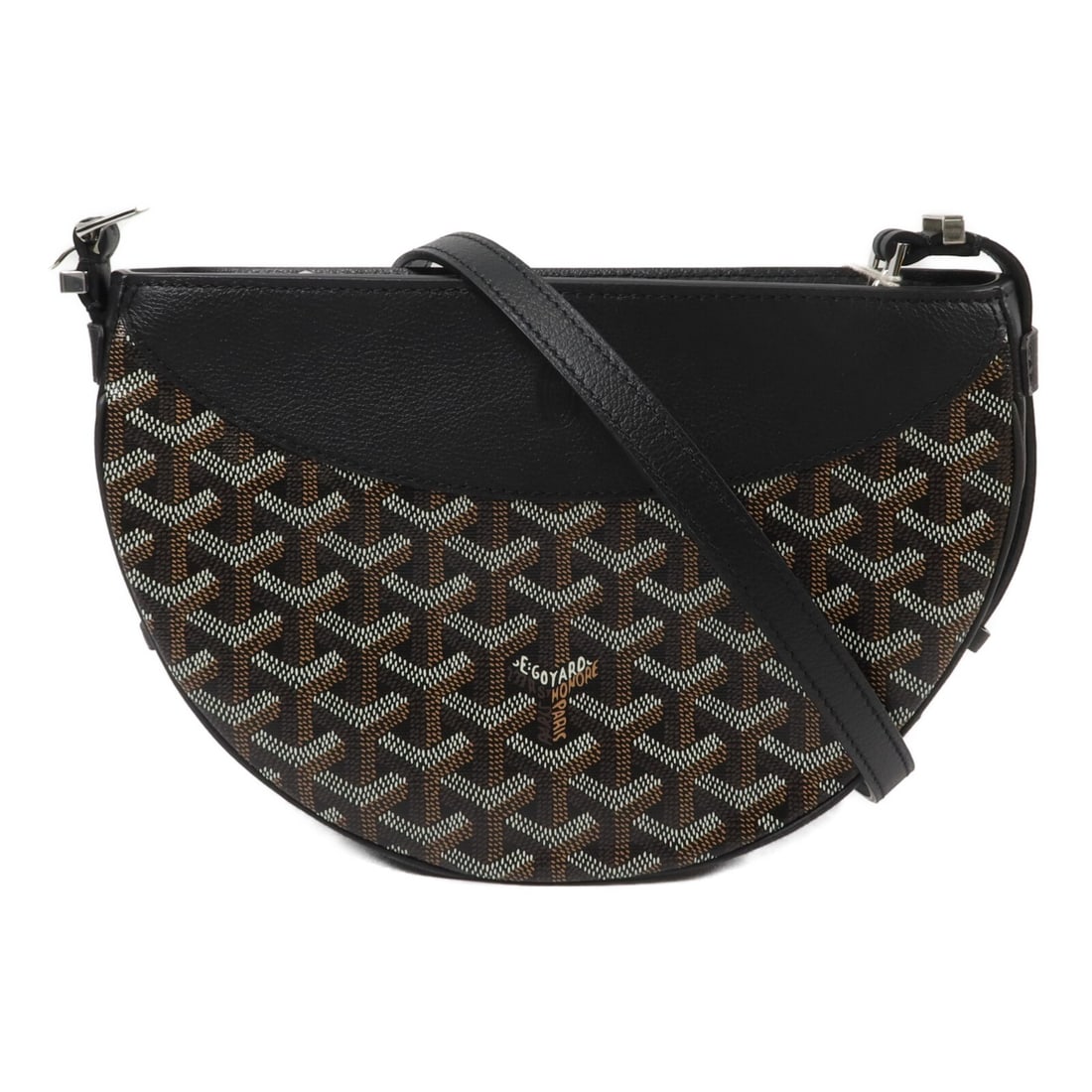 Goyard Hirondelle Black Coated Canvas Shoulder Bag SHW: Goyard Hirondelle Black Coated Canvas Shoulder Bag SHW Goyard Hirondelle shoulder bag in black PVC coated canvas with silver-tone hardware. Designed for women, this shoulder bag includes a shoulder st