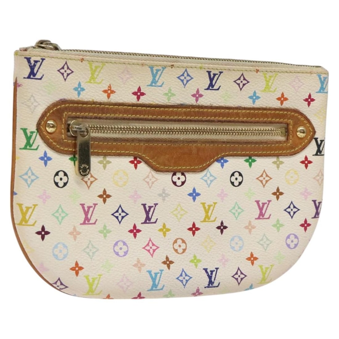 Louis Vuitton M60027 White Monogram Multicolor Accessory Pouch: Louis Vuitton M60027 White Monogram Multicolor Accessory Pouch Louis Vuitton Monogram Multicolor Pochette GM accessory pouch in white Monogram Multicolor canvas. This women's pouch was made in France 