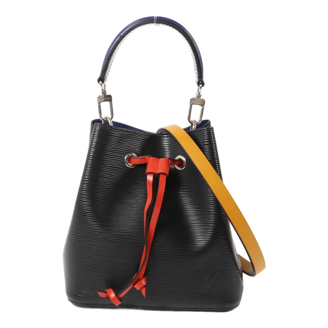 Louis Vuitton Neo Noe BB M52853 Epi 2 Way Bag: Louis Vuitton Neo Noe BB M52853 Epi 2 Way Bag Louis Vuitton Neo Noe BB 2-way shoulder bag in Epi and calfskin leather with a black, red, and blue color combination. Made in France, this women's bag fe