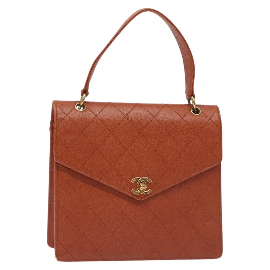 CHANEL Matelasse Brown Caviar Skin Hand Bag with Gold CC: CHANEL Matelasse Brown Caviar Skin Hand Bag with Gold CC CHANEL Matelasse hand bag in brown grained calf skin with gold-tone CC detailing, made in France. This women's bag includes the bag only; item 
