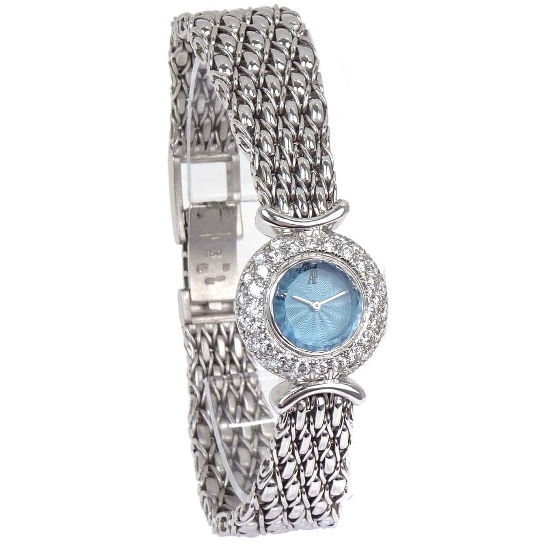 Audemars Piguet Royal Oak women's quartz wristwatch 18KWG diamond 20mm: Audemars Piguet Royal Oak women's quartz wristwatch 18KWG diamond 20mm Vintage Audemars Piguet Royal Oak women's wristwatch with an analog display, quartz movement, and Swiss Made origin. The watch fe