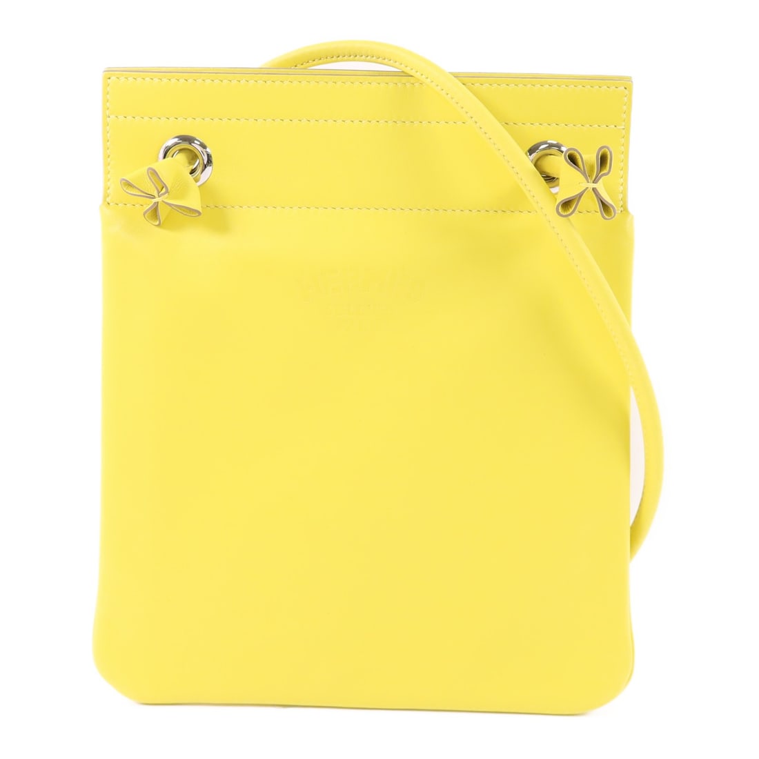 Hermes Aline Yellow Swift Leather Shoulder Bag PHW: Hermes Aline Yellow Swift Leather Shoulder Bag PHW Hermes Aline shoulder bag in yellow Swift leather and calfskin with palladium-tone hardware. Made in France, this women's shoulder bag includes a sto