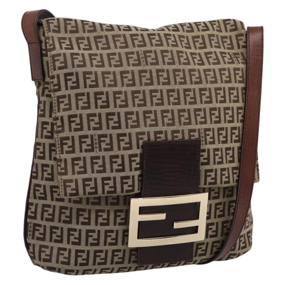 FENDI Mamma Baguette Shoulder Bag in Beige Gold Zucchino Canvas: FENDI Mamma Baguette Shoulder Bag in Beige Gold Zucchino Canvas Fendi Zucchino Canvas Mamma Baguette shoulder bag in beige and gold. This women's shoulder bag is made in Italy and includes only the ba