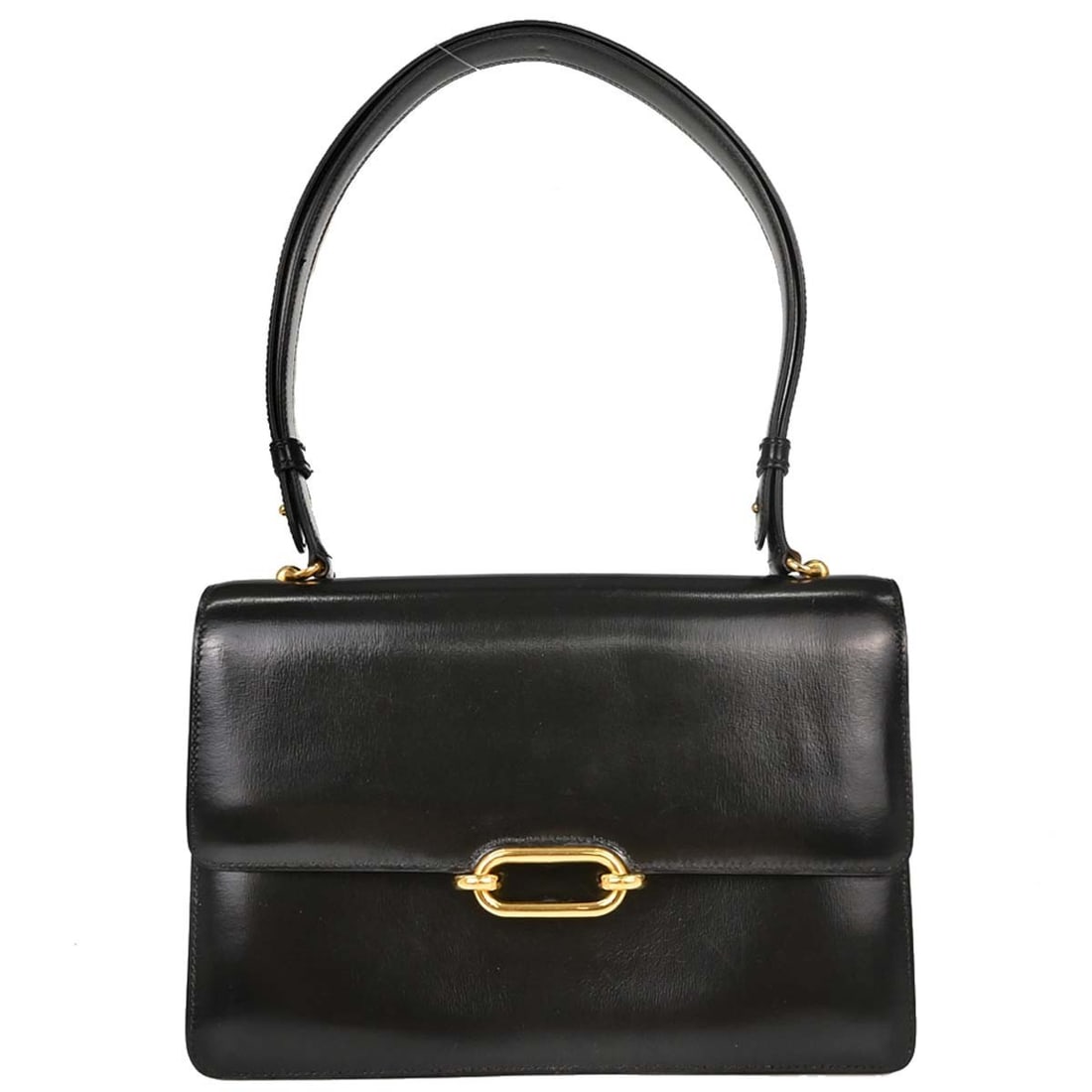 Hermes Fonsbelle Small Black Box Calf Shoulder Bag: Hermes Fonsbelle Small Black Box Calf Shoulder Bag Vintage Hermes Fonsbelle shoulder bag in black Box Calf leather with a snap closure and black leather lining. This small shoulder bag features logo a