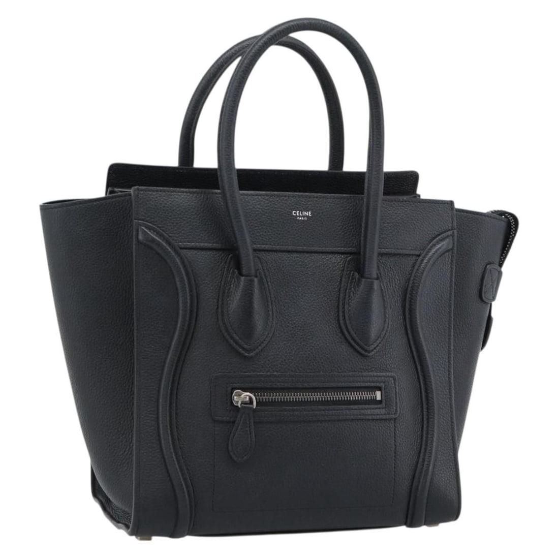 CELINE Micro Luggage leather handbag black silver tone (1 of 18)