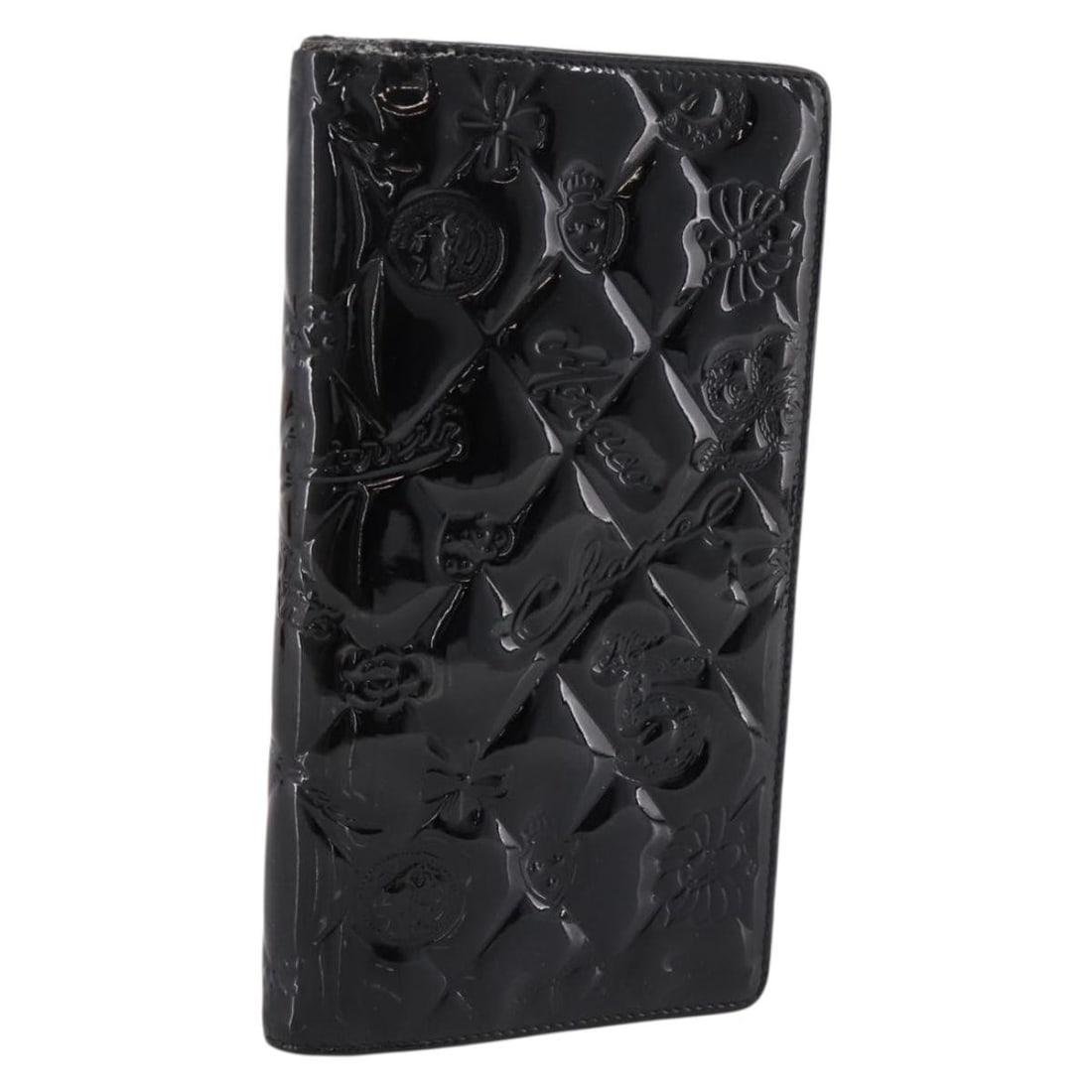 CHANEL Icon Line Patent Leather Long Wallet Black: CHANEL Icon Line Patent Leather Long Wallet Black CHANEL Icon line long wallet in black patent leather. This women's wallet was made in Italy and includes the wallet only; item box and dust bag are no