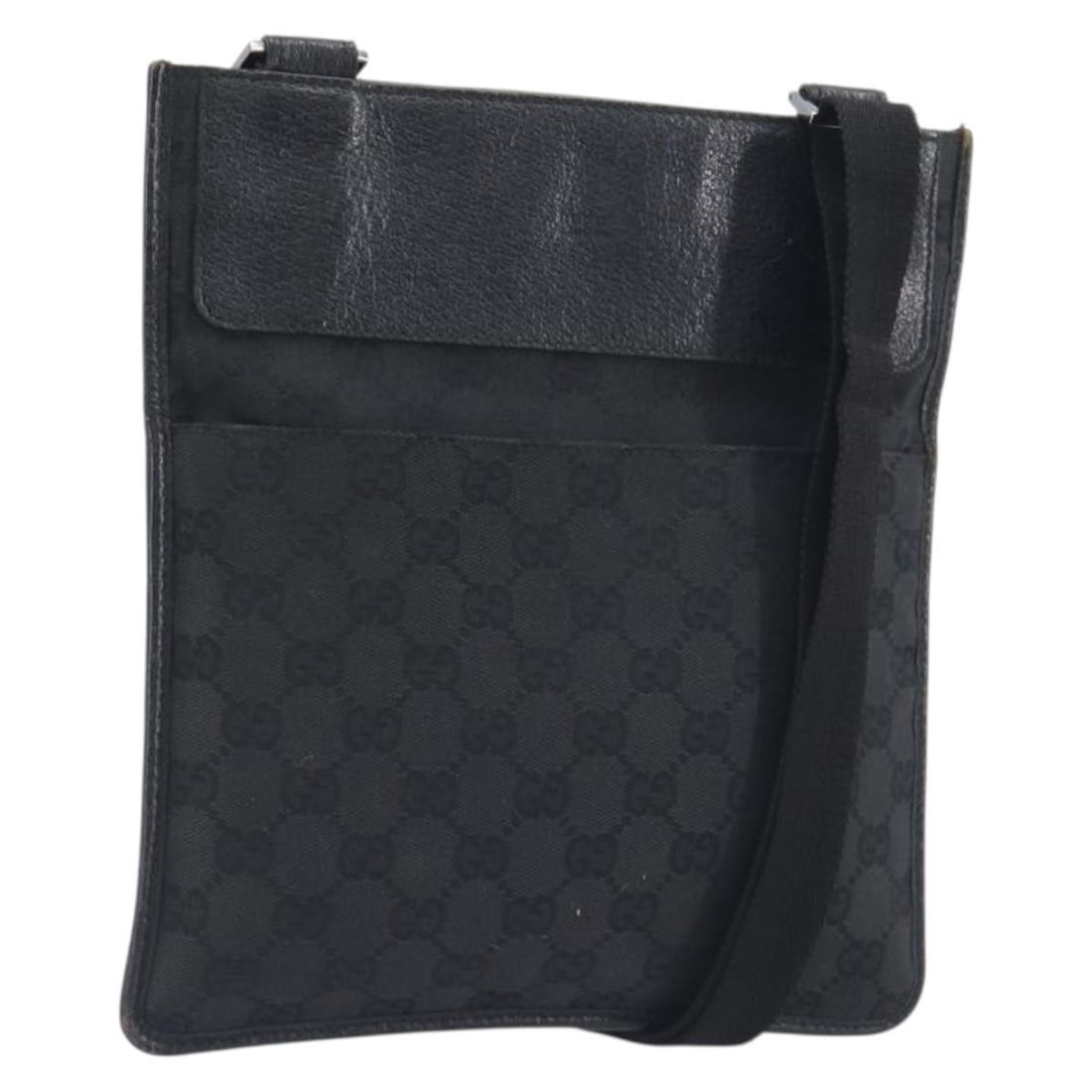 GUCCI 27639 GG Canvas Shoulder Bag in Black Silver: GUCCI 27639 GG Canvas Shoulder Bag in Black Silver Gucci shoulder bag in black GG canvas with silver-tone accents. Made in Italy, this women's bag includes the item only; box and dust bag are not incl