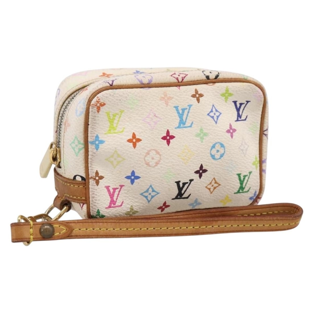 Louis Vuitton M58034 Trousse Wapity White Monogram Multicolor Pouch: Louis Vuitton M58034 Trousse Wapity White Monogram Multicolor Pouch Louis Vuitton Trousse Wapity pouch in white Monogram Multicolor canvas. This women's pouch is made in France and includes only the i