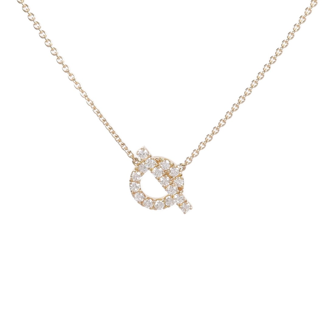 HERMES Finesse Diamond Pendant Necklace in 18K Rose Gold: HERMES Finesse Diamond Pendant Necklace in 18K Rose Gold Hermes Finesse pendant necklace crafted in 18K rose gold with a diamond accent. This women's necklace is made in France and includes a storage 
