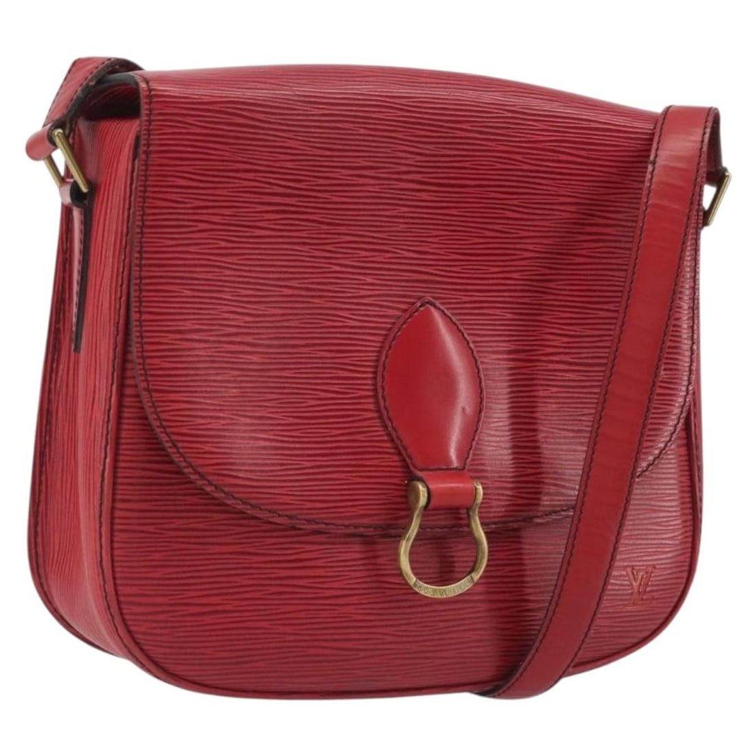 Louis Vuitton M52197 Saint Cloud GM Red Epi Leather Shoulder Bag: Louis Vuitton M52197 Saint Cloud GM Red Epi Leather Shoulder Bag Louis Vuitton Saint Cloud GM shoulder bag in red Epi leather. This women's bag shows heavy use with wear throughout, including an out-o