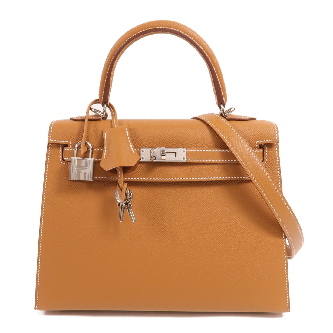 Hermes Kelly 25 Epsom Sellier 2way Shoulder Bag PHW Brown: Hermes Kelly 25 Epsom Sellier 2way Shoulder Bag PHW Brown Hermes Kelly 25 Sellier 2-way shoulder bag in Epsom leather with a structured silhouette, turn-lock closure, and interior open and zip pockets