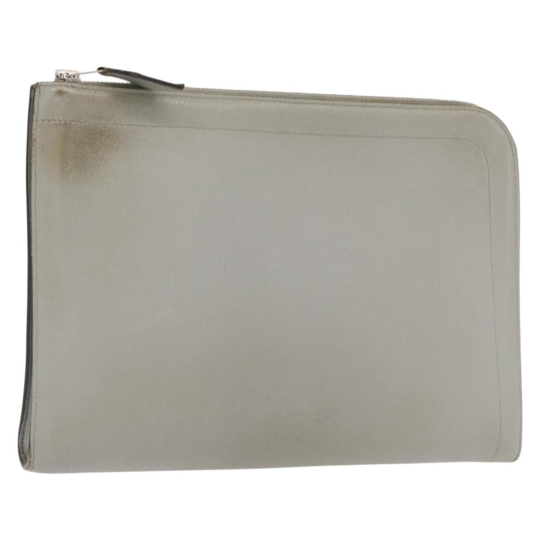 HERMES Epsom Gray Zip Tablet Clutch Bag Made in France: HERMES Epsom Gray Zip Tablet Clutch Bag Made in France Introducing the HERMES Zip Tablet Clutch Bag, a stylish accessory crafted in France from premium leather. This elegant gray clutch features a sle