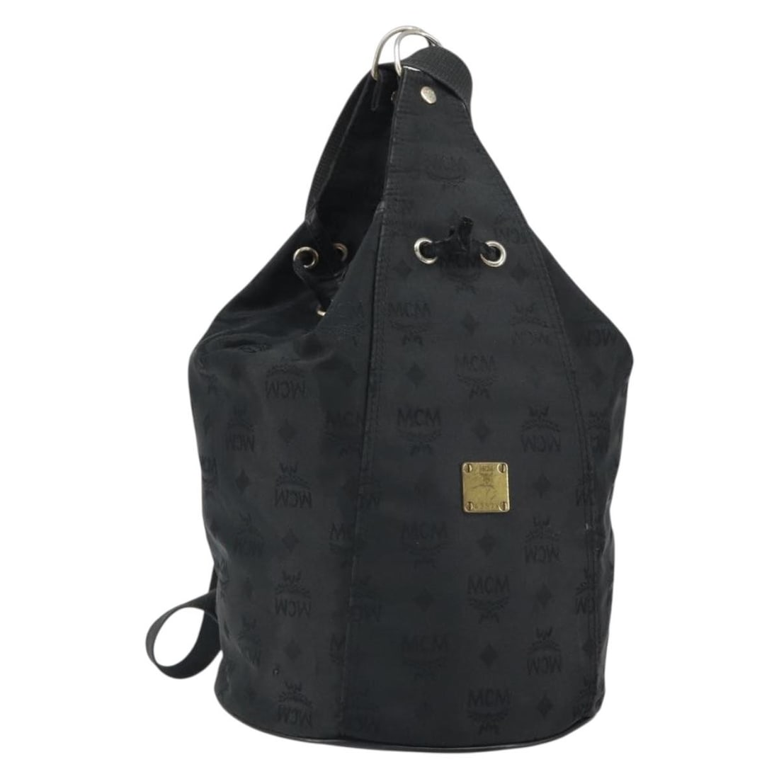 MCM Vicetos Black Nylon Backpack with Gold Accents Authenticated: MCM Vicetos Black Nylon Backpack with Gold Accents Authenticated This MCM Vicetos backpack features a black and gold design crafted from durable nylon. The backpack offers an approximate height of 30 