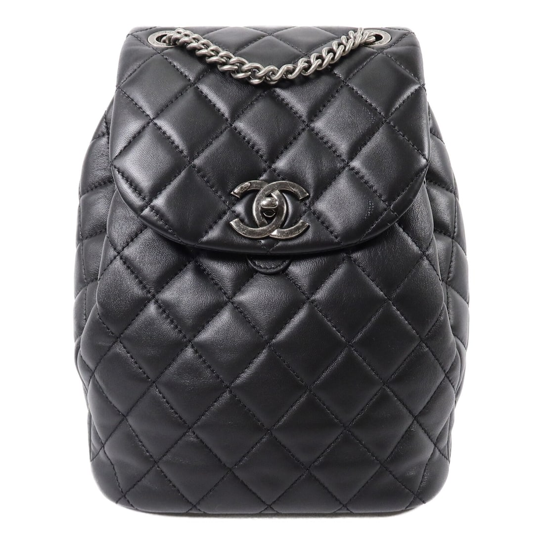 CHANEL Urban Spirit A93634 Black Lambskin Backpack CC SHW: CHANEL Urban Spirit A93634 Black Lambskin Backpack CC SHW CHANEL Urban Spirit backpack in black lambskin leather, presented as a rucksack-style bag for women. The bag features a turn lock closure and 