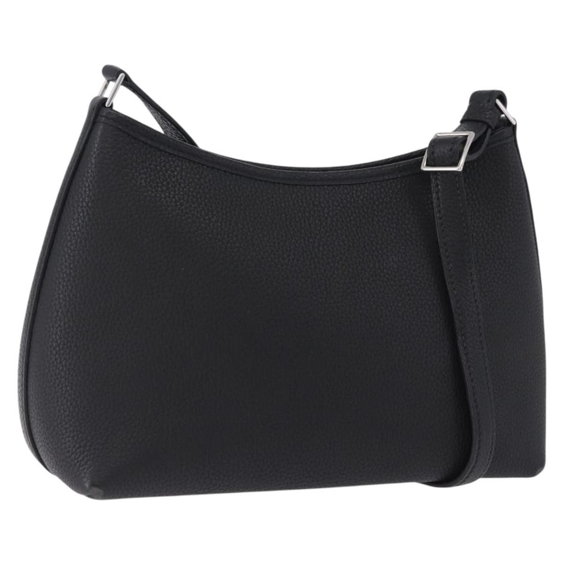 Hermes Berlango leather shoulder bag in black with silver tone hardware: Hermes Berlango leather shoulder bag in black with silver tone hardware Hermes Berlango shoulder bag in black leather with silver-tone hardware. Made in France, this women's bag includes a dust bag. C