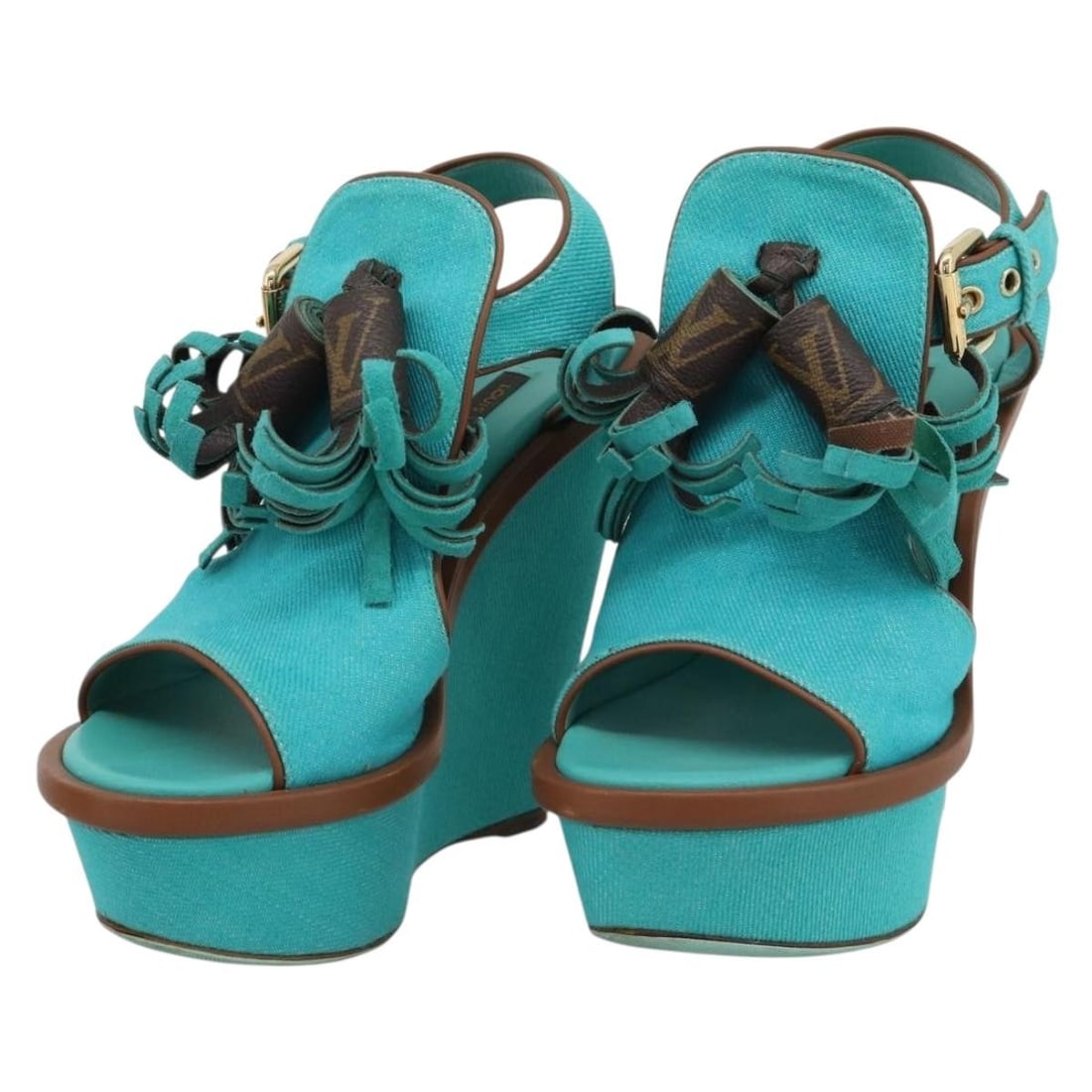 Louis Vuitton tassel sandals in green monogram canvas EU 35 (1 of 18)