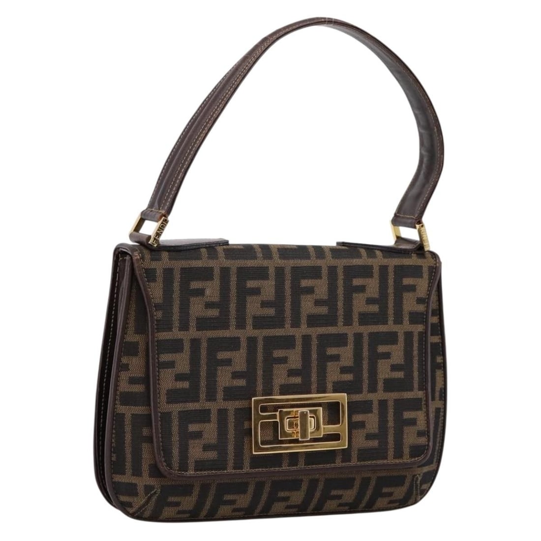 Fendi Mamma Baguette Zucca Canvas Shoulder Bag Brown Gold Tone: Fendi Mamma Baguette Zucca Canvas Shoulder Bag Brown Gold Tone Fendi Mamma Baguette shoulder bag in brown Zucca canvas with gold tone accents. Made in Italy, this women's shoulder bag has a compact si