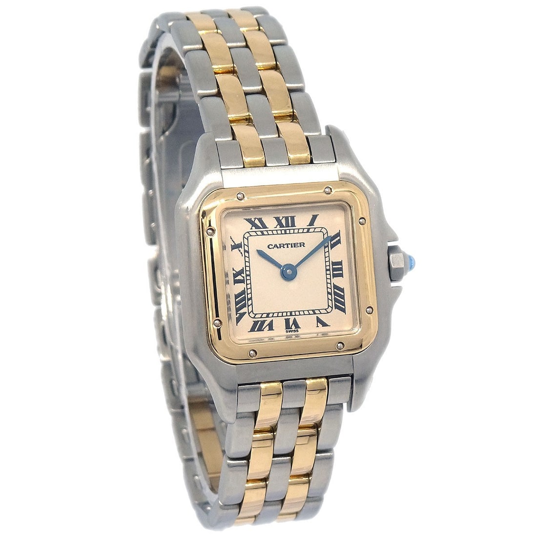 Cartier Panthere SM Quartz 18KYG Stainless Steel Ladies Watch: Cartier Panthere SM Quartz 18KYG Stainless Steel Ladies Watch This Cartier Panthere SM 2-Row wristwatch features a classic luxury design with a two-tone gold and silver color scheme. The watch is powe
