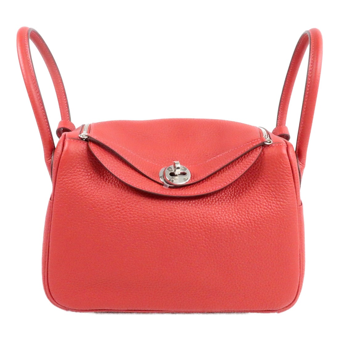 Hermes Lindy 26 Clemence Leather 2 Way Shoulder Bag Rouge Casaque PHW (1 of 15)