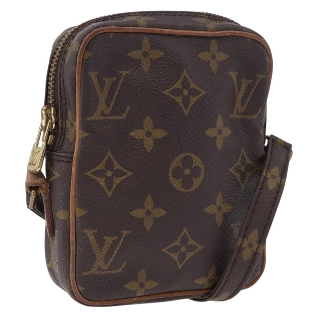 Louis Vuitton M45268 Mini Danube Monogram Canvas Shoulder Bag: Louis Vuitton M45268 Mini Danube Monogram Canvas Shoulder Bag Louis Vuitton Monogram Mini Danube shoulder bag in Monogram canvas, made in France. This women's bag is a heavily used piece with visible 