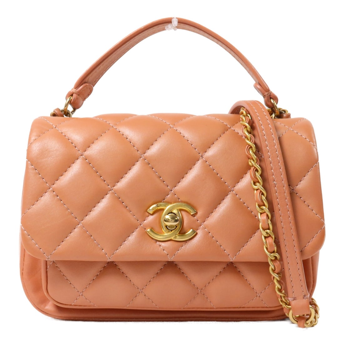 CHANEL AS1226 CC 2way shoulder bag pink calfskin GHW: CHANEL AS1226 CC 2way shoulder bag pink calfskin GHW Chanel 2-way chain shoulder bag in pink calfskin leather with the CC turn-lock closure. This women's bag features a compact silhouette with an inte
