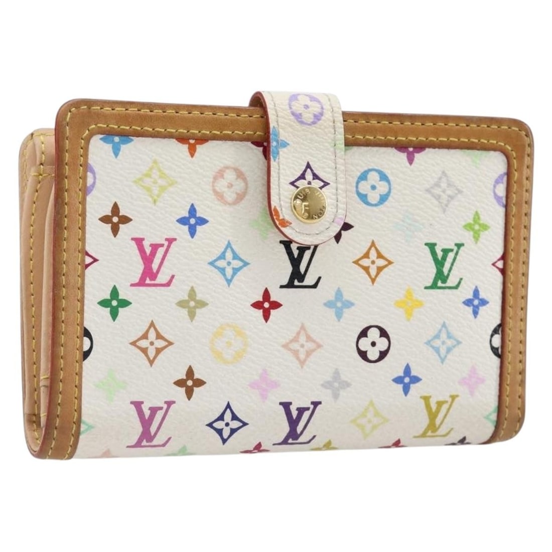 Louis Vuitton M92987 Portefeuille Viennois Bifold Wallet White Monogram Multicolor: Louis Vuitton M92987 Portefeuille Viennois Bifold Wallet White Monogram Multicolor Louis Vuitton Portefeuille Viennois bifold wallet in white Monogram Multicolor canvas. Made in France, this women's w
